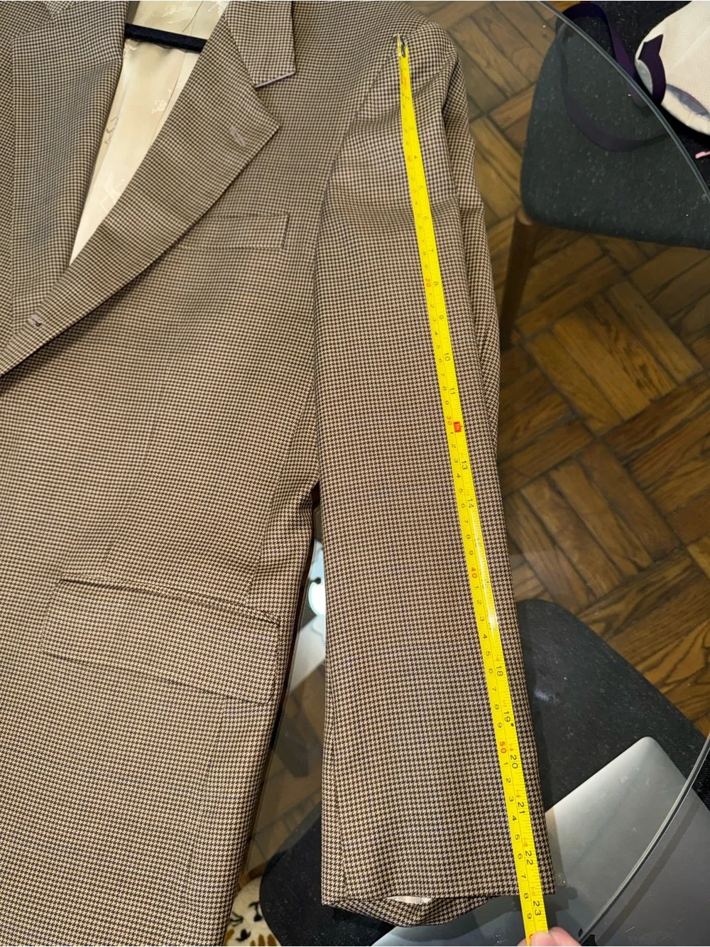 Old School Bespoke db Blazer Jacket Brown Micro-Check Carousel Lining